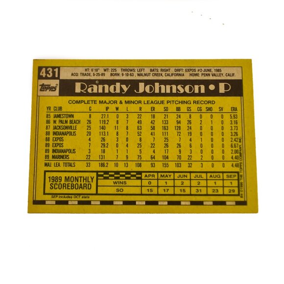 1990 Topps Randy Johnson #431 - Seattle Mariners - HOF - Picture 2 of 2